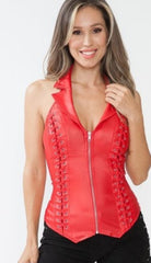 RED Faux Leather Corset Top