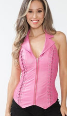 PINK Faux Leather Corset Halter